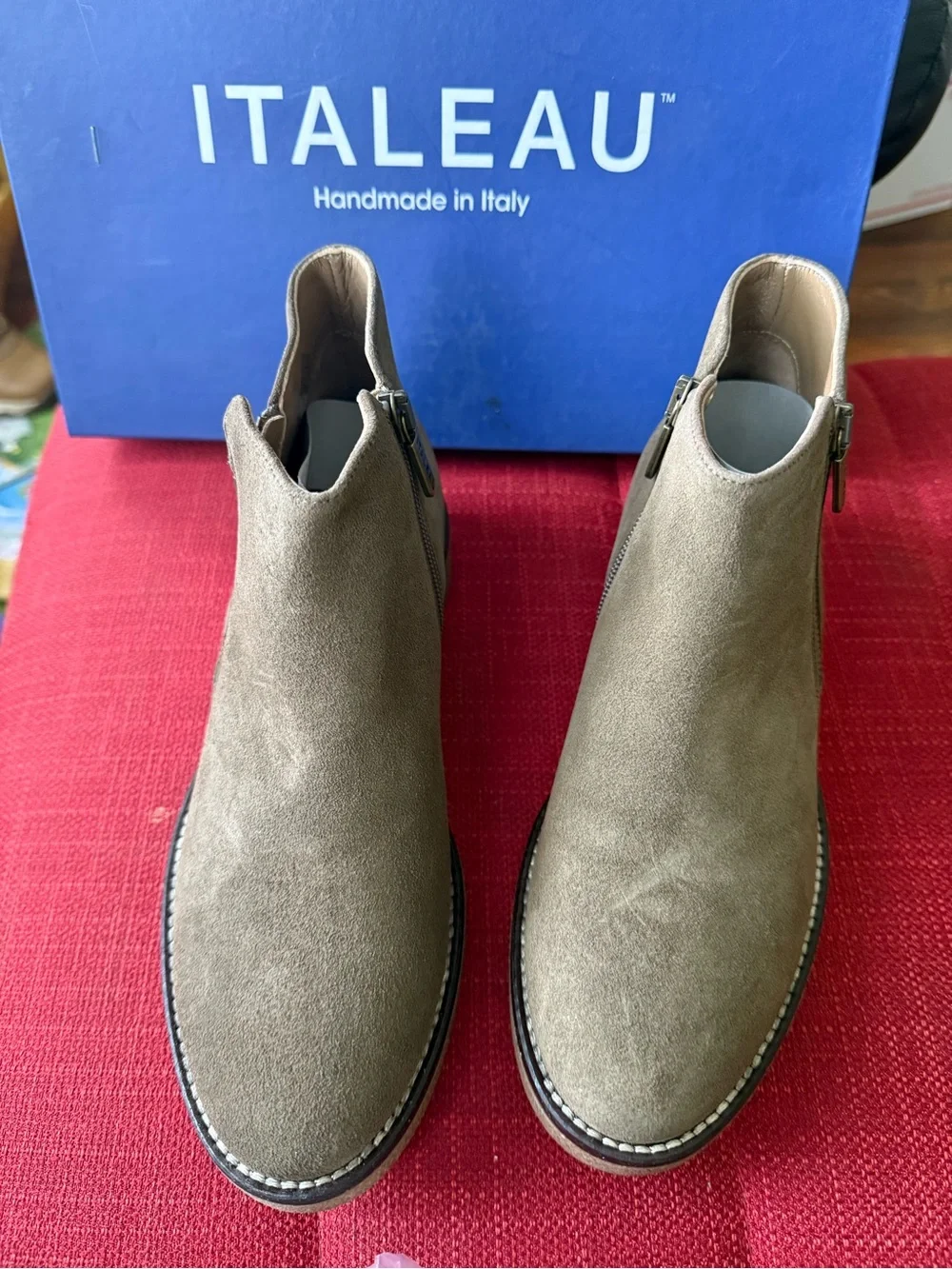 ITALEAU Men's Taupe Suede Chukka Zip Boots 36.5